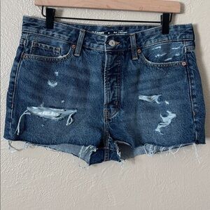 Old Navy High Rise OG STRAIGHT Cut Off Distressed Jean Shorts Medium Wash Size 8